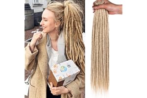 Samtress 18 Inch Dreadlock Extensions Thin 0.6 cm Synthetic Dreadlock Extensions 40 Strands Blonde Handmade Single Ended Dreads Reggae Style Crochet Hair（#613）
