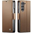 MAGTAN Case for Samsung Galaxy Z Fold 5 Case (2023), PU Leather Wallet Flip Folio Case with Card Holder Blocking Kickstand Shockproof Phone Cover for Galaxy Z Fold 5 5G 2023 (Brown)