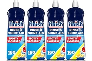 Finish | Finish Dishwasher Rinse & Shine Aid | Lemon | 800ml | For Drier Glasses and Spot Prevention (Pack of 4)