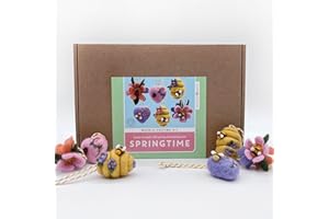 Bergin & Bath Needle Felting Kit - Springtime, Learn to Make a Set of Decorations for Easter. Craft kit for Adults