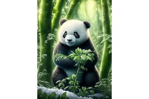 YWKJDDM 5D Diamond Painting Kits for Adults, Painting by Numbers Full Drill Diamond Arts Pictures, Crystal Cross Stitch Craft Pictures Kits for Home Wall Decor 30x40cm Cute Panda