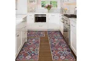 MELAJIA Kitchen Mats Non Slip Washable Kitchen Rug Sets 3 Piece Colorful kitchen Runners for Hallway Laundry Room 50x80cm+50x120cm+50x150cm