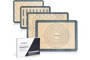 LAZYMI Tapete de silicona antiadherente para hornear juego con Medidas, Lámina de horno para Macaron Galletas Pizza Pan Pasta, Reutilizable, sin BPA, Resistente al calor (gris)