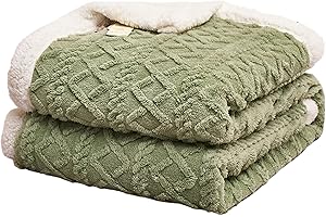 Hayisugal Flauschige Sherpa Kuscheldecke - hochwertige Schafdecke, super weiche Fleecedecke als Sofadecke, Tagesdecke oder Wohndecke Couchdecke Sofa überwurfdecke, Grün, 150 x 200cm