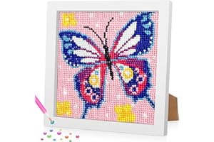Lxmsja 5D DIY Diamond Painting Niños Mariposa Diamante Pintura Cuadros Niños Adultos Pintura Diamante Niñas con Marco, Regalos Niñas 4-13 Años Artísticas para Decoración de Pared del Hogar