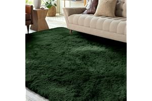 XSIVOD Flauschig Hochflor Teppich Dunkelgrün, Waschbarer Teppich 80x160 Wohnzimmer Anti Rutsch Extra Große Teppiche Schlafzimmer Weich Moderne Teppiche Matte Teppichen für Kinderzimmer