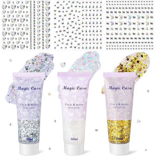 Moon Glitter Holographisches Glitzer-Gel Set – 6 Farben à 12 Ml, Für Gesicht & Körper