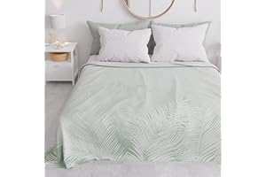 PETTI Artigiani Italiani - Copriletto Matrimoniale Primavera Estate, Coperta Leggera Matrimoniale, Lenzuola Copriletto, Foglia Salvia 100% Made in Italy