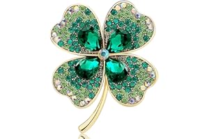 PECRATION Four Leaf Clover Brooches for Women - Irish Brooch Pin Gifts Lucky Crystal Badge, St Patricks Day Gift for Birthday Party Wedding Decoration