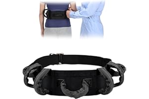 NIdreamCE Cinturón de Transferencia Personas Mayores，Transferencia Antideslizante con 7 Asas，Ayuda para Levantar Personas con Movilidad Reducida (Negro)