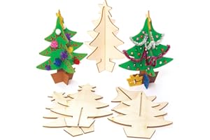Baker Ross Árboles de Navidad 3D de madera (Pack de 5) - Ideales para manualidades infantiles