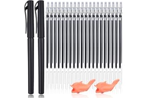 Wanmu 40 Magic Pen Refills with 4 Magic Pens & 4 Socket Correction, Reusable Drawing Pen of Invisible Ink for Book Calligraphy Magic Exercise Copy Book
