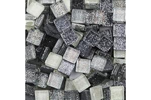 ANKTILY Bunte Glasmosaikfliesen,Bulk-Quadrat Mosaiksteine Glitzerkristall Glasstücke,Glasfliesen Glassteine für Basteln, Haus Deko, 200g, 1 x 1 cm(Reinheit)
