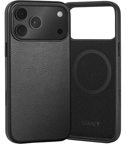 TORRO Hoesje Compatibel met iPhone 17 Pro 6.3 2025 - Premium Leren MagSafe Compatibel, Slim Bumper Hoesje (Zwart