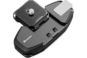 AMAZEAR Clip Correa Mochila Cámara DSLR: Operación a Una Mano Mejorada con Placa Liberación Rápida para Canon Nikon Sony Fuji Go-Pro Cámara Acción, Seguro Antiapertura, Negro