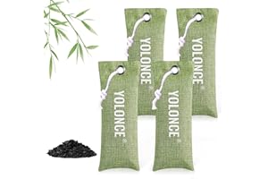 FAVELABLE 4 Sacs Absorbe d'Odeurs Charbon Actif,Sacs purification d’air au charbon de bambou,désodorisant pour Charbon de Bambou Actif,Convient à divers environnements,fournit de l'air frais(vert)