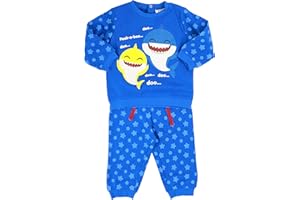 Characters Cartoons Pinkfong Baby Shark - Bambina Bambino - Coordinato Set 2pz Completo Sportivo Felpa e Pantalone - 12/36 Mesi Autunno Inverno