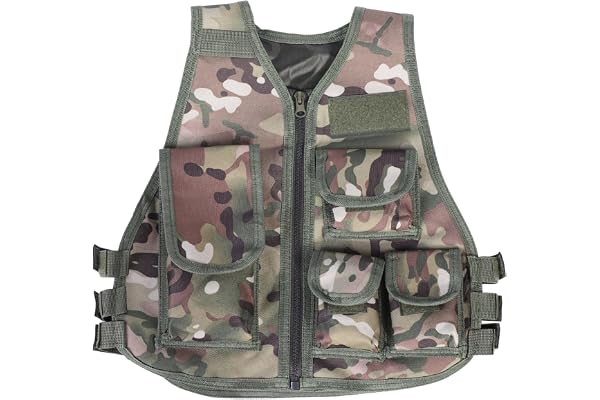 ANKROYU Gilets D'impact, Gilet De Camouflage Militaire en Nylon pour Enfants, Mini Gilet De Stratégie, Gilet De Reconnaissance en Plein Air pour Les Jeux De Plein Air Et