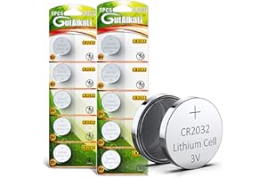 GUTALKALI CR2032 3V Lithium Battery Bulk Purchase 10 Pack; Big Value, Long-Lasting CR 2032 Lithium Button Batteries; Great for Homes, Professional and Commercial Use