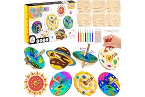 Vamei Toupie en Bois Kits de Loisir Creatif Enfant Toupie a Construire & Systeme Solaire Planete Peinture Bricolage Cadeau Anniversaire Activites Manuelles pour Enfants Filles Garçons 5 6 7 8 9 10 Ans