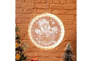BSEICAL Światła okienne, dekoracje świąteczne, dekoracja okna, lampki świąteczne do wewnątrz, świąteczne lampki okienne LED, zasilanie bateryjne, świąteczne lampki okienne wewnątrz, ciepła biel (bałwan)