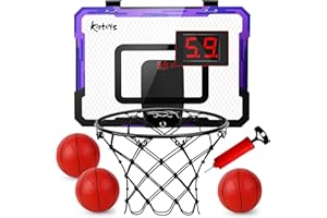 Kiztoys Basketballkorb Indoor Kinder - Basketball Korb im Zimmer Wandmontage mit Elektronische Anzeigetafel, 3 Balls und Luftpumpe, Basketballkörbe tür Set Spielzeug für Jungen Indoor Outdoor