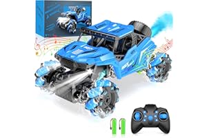 Gindoly Ferngesteuertes Auto, 2,4GHz Geländewagen Monstertruck mit Spray,RC Drift Auto mit LED Lichtern und Sound,Spielzeug ab 3 4 5 6 7 8 9-12 Jahre, 360°Drehung,Geschenk Einschulung Junge