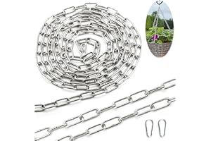 SWTYExt Edelstahl Kette Meterware 1,5M Ø3mm Gliederkette Meterware V4A Stahlkette Rundstahlkette Metall Verlängerungskette Kette mit Karabiner für Hundekette Schaukeln Ketten Hängesessel Ankerkette