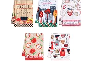 TanYiYi Tea Towels for Holiday Decorative - Kitchen Towel - Microfiber Cleaning Cloth - Super Soft and Absorbent Dish Towels - Funny Gifts - 5 Pack - 55 x 40 cm (KITCHEN)