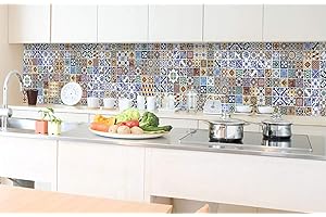 DIMEX LINE Paraschizzi Auto-Adesiva per la Cucina Portogallo Piastrelle 350 x 60 cm | Resistente all’Acqua | QUALITA‘ Premium