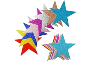 SZCXDKJ 80 Pieces Glitter Star Cutouts Paper Star Confetti Cutouts for Bulletin Board Classroom Wall Party Decoration Supply, 6 Inches Length, 8 Colors
