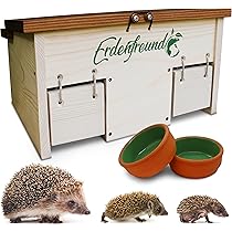 Erdenfreund® egelhuis met vaste dak-veiligheidssluiting & labyrintingang tegen roofdieren egelhuis winterslaap & nestelen voor een egelfamilie (egelslaaphuis winterkwartier & nesthuis