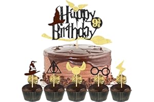BOYATONG Glitter Magier Kuchen Deko,Glitter Wizard Cupcake Topper,Magical Wizard Inspiriert Happy Birthday Deko für Magic Theme Party Supplies