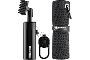 Handy Picks Golf Water Brush - Reinforced Brush Head – 160 ML Pump Jetting Water - Heavy Duty Metal Retractable Magnetic Clip n Premium Microfiber Golf Towel - The Ideal Golf Cleaning Combo Kit