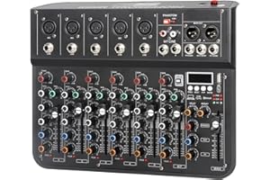 JINDAAUDIO Console DJ Mixer 7 canali Stereo con FX Reverb effetto di ritardo
