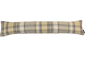 McAlister Textiles Paraspifferi Stoffa Sottoporta Tartan Scozzese | 18cm x 120cm Salsicciotto Imbottito | Tubo Sottofinestra Colorato | Accessorio Home Décor Porta Ingresso | Giallo Mimosa