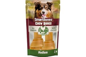 SmartBones Chicken Medium au Poulet – Os à Mâcher Sans Peau d'Origine Animale pour Chien Adulte de Taille Moyenne, Très Faible teneur en Matières Grasses, Enrichi en Vitamines et en Minéraux