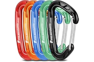 FresKaro 5Pezzi Moschettone Portachiavi, 7075 Alluminio Ultralight 11g/Pezzo, Forte 8kN-816kg, Mini-Piccoli 6cm, per Borse, Zaino, Camp, Trekking, all’Aperto ECC.,(5 Colori a Scelta)