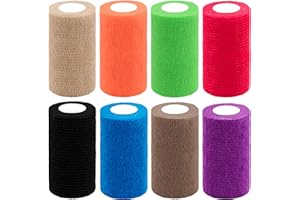 BQTQ 8 Rolls Cohesive Bandage 4 Inch Self Adherent Sport Wrap Tape Stretch Bandage Wrap Athletic Tape for Human and Animals Ankle Sprains Swelling, 8 Colours
