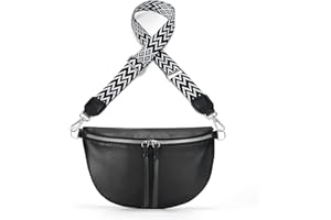 Jiliyote Crossbody Bag Damen mit Breitem Wechselgurt Leder Bauchtasche Gurt mittelgroße Crossbag Gürteltasche für Festival Reise Alltag