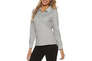 AIRIKE Women's Long Sleeve Polo Shirts Lady-fit Casual Sports Golf Work Tee Tops