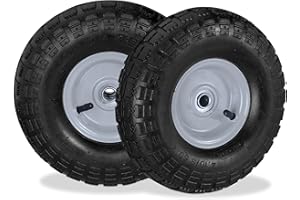 relaxdays 2 Roues pour Diable 4.1/3.5-4, avec air, axe de 136 mm, Jusqu’à 136 kg, Jantes Acier 260x85 mm, Noir-Gris