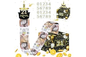 ZAOHUI Happy Birthday Money Box Cash Gift Pull for Any Age, Pull Out the Cash Surprise Gift Box, Money Gift Ideas with DIY Number Stickers and 50pcs Transparent Bags