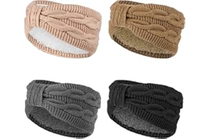 DRESHOW Femmes Chaud Tricoté Bandeau Hiver Oreille Plus Chaud Crochet Tête Enveloppe épais Polaire Doublure Cheveux Bandes