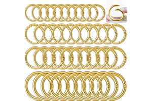 HAVACUE ㅤ HavaCue Lot de 40 mousquetons ronds, 4 tailles, 20/24/27/33 mm, mousquetons ronds, en métal, pour sacs, portefeuilles, bricolage, artisanat (doré)
