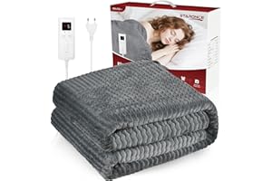 staronce Manta Electrica 180 x 130 cm - 9 Niveles de Calor, Apagado Automático 5 Horas, Protección Sobrecalentamiento, Lavable a Máquina, Ideal para Cama, Sofá, Oficina