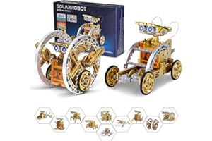 OMWay STEM 12-in-1 Solar Robot Toys, Science Kits for Kids Age 8-12, DIY Building Experiment Engineering Robotics Kits, Birthday Easter Gifts Toy for 9 10 11 13 14 Year Old Boys Teens, Gold