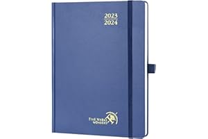 POPRUN Agenda 2023 2024 Semainier 22 x 16,5 cm Couverture Rigide (17 Mois: Août 2023 - Déc 2024) Agenda Scolaire 2023 2024 avec Intervalles de 30 minutes, Papier Certifié FSC® (Bleu Marine)