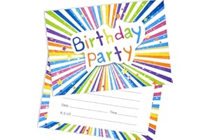 Olivia Samuel 20 x Colourful Childrens Birthday Invitations from A6 Postcard Size with envelopes