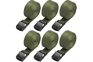 Hejo 6PCS Correa de Amarre,250x2.5CM Verde Ajustable Cinchas de Amarre Pequenas de Metal Aleación con Liberación Rápida A Prueba de Oxido Cinchas para Bicicletas, Motocicletas, Paquetes de Equipaje